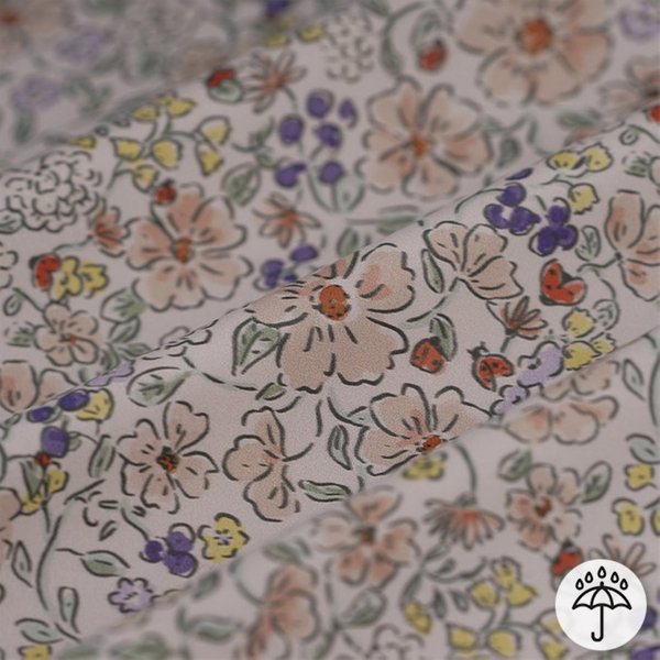 Tissu ImperméAble Imprimé Fleuri Pastel éCru - Mt - Mondial Tissus-image