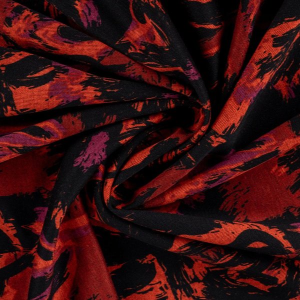 Maille Milano ImpriméE Fleur DessinéE Rouge - Mondial Tissus-image