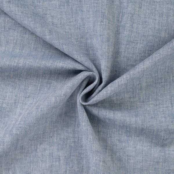Tissu Coton Lin Chevron Chiné Bleu - Mondial Tissus-image