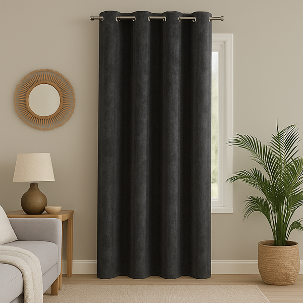Rideau Souple Velours Anthracite Pharaon 140X250Cm - MT - Mondial Tissus-image