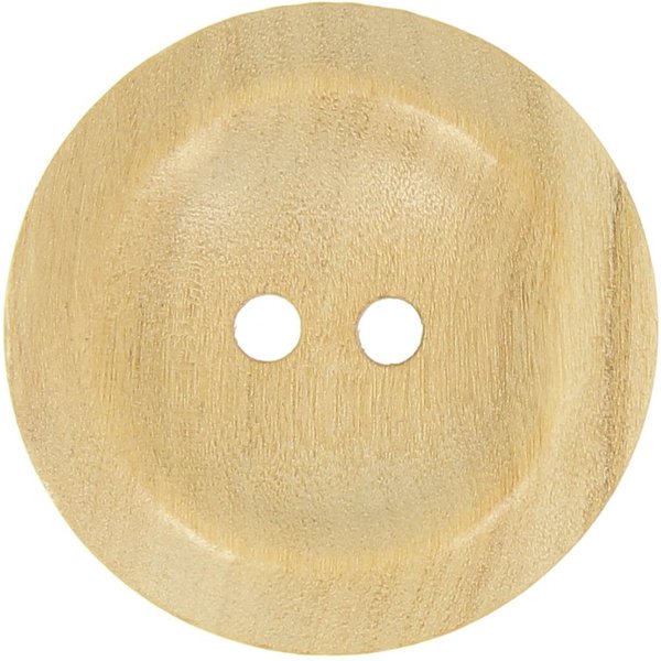 Bouton Bois Clair Creux 34Mm 2 Trous (2 PièCes) - Mt - Mondial Tissus-image
