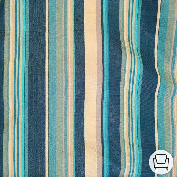 Toile Transat Portofino RayéE PéTrole Turquoise éCru 44Cm - MT - Mondial Tissus-image