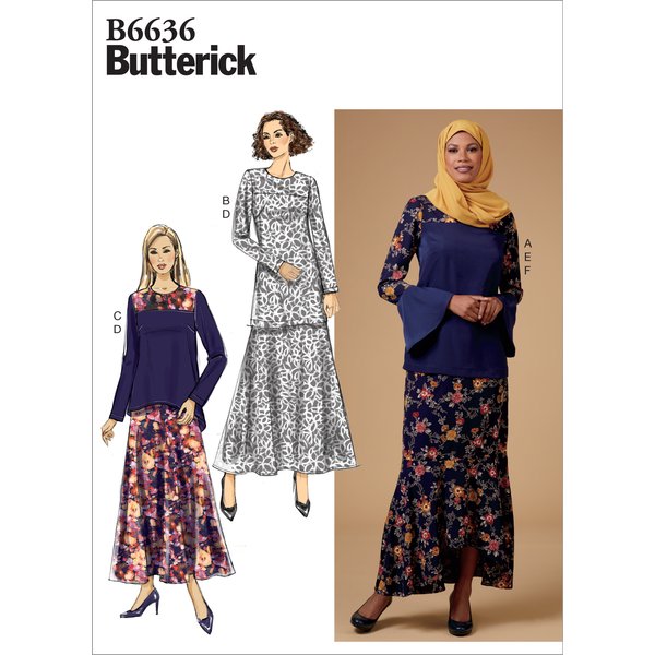 Patron Butterick B6636A5 Top,Jupe,Blouse Femme 34-42 - Butterick - Mondial Tissus-image