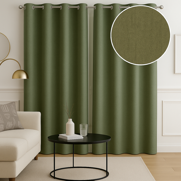 Rideau Occultant Nankin Kaki Autriche 140 X 250 Cm - Mt - Mondial Tissus-image