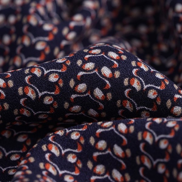 Tissu CrêPe De Viscose Bulles GéOméTriques Bleu Marine - MT - Mondial Tissus-image