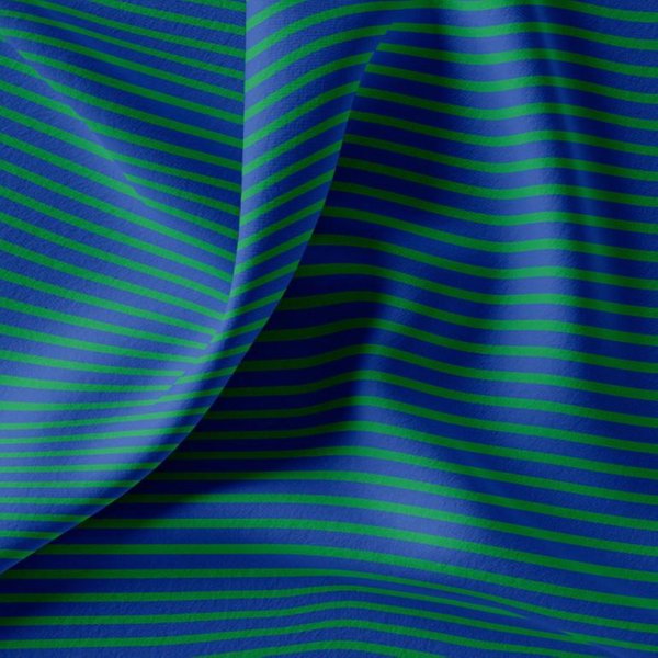 Maille Jersey Coton ImpriméE Rayures Fines Bleu Et Vert - Mondial Tissus-image