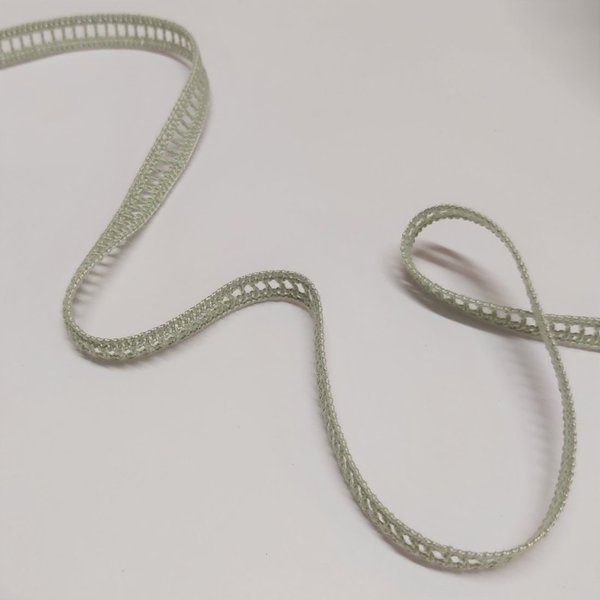 Ruban Galon Coton Ajouré Dentelle Vert D'eau 8 Mm - Frou Frou - Mondial Tissus-image