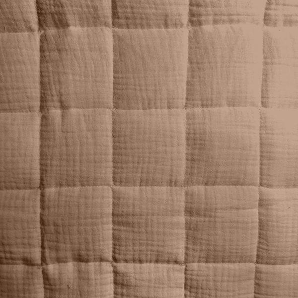 Tissu Matelassé Double Gaze Carreaux Uni Galet Marron - Domotex - Mondial Tissus-image