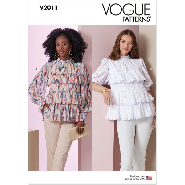 Patron Vogue V2011B5 Femme Haut Babydoll 36 Au 44 - Vogue - Mondial Tissus-image