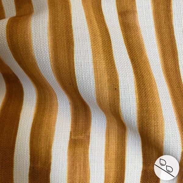 Toile Polyester DéPerlante ImpriméE Ithaque Rayé Ocre - Mondial Tissus-image