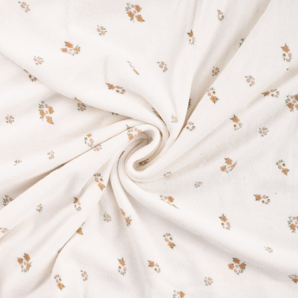 Maille Jersey Endroit Effet éPonge ImpriméE Fleurette Beige Clair - Mondial Tissus-image