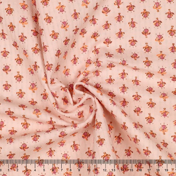 Tissu Seersucker Fleurs Indiennes Orange - Mondial Tissus-image