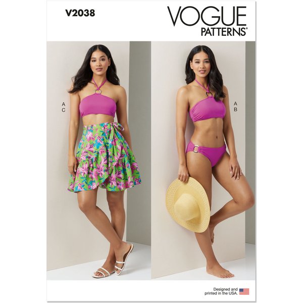 Patron Vogue V2038A Femme Maillot De Bain Xs Au Xxl - Vogue - Mondial Tissus-image