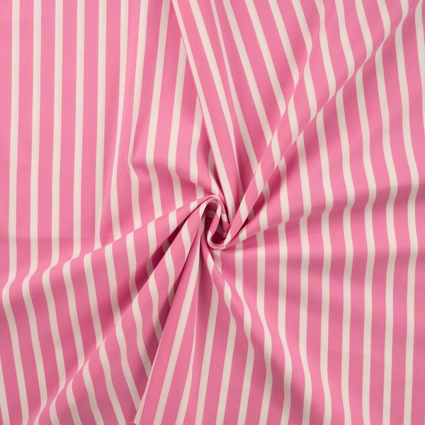 Tissu Coton Stretch Imprimé Rayé Rose - Mondial Tissus-image