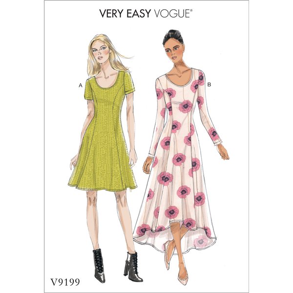 Patron Vogue 9199E5 Robes Femme Coutures Princesse 2E5 Longueurs - Du 42 Au 50 - Vogue - Mondial Tissus-image