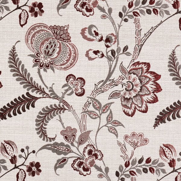 Tissu Jacquard Fleurs Indiennes Rouge - Linder - Mondial Tissus-image