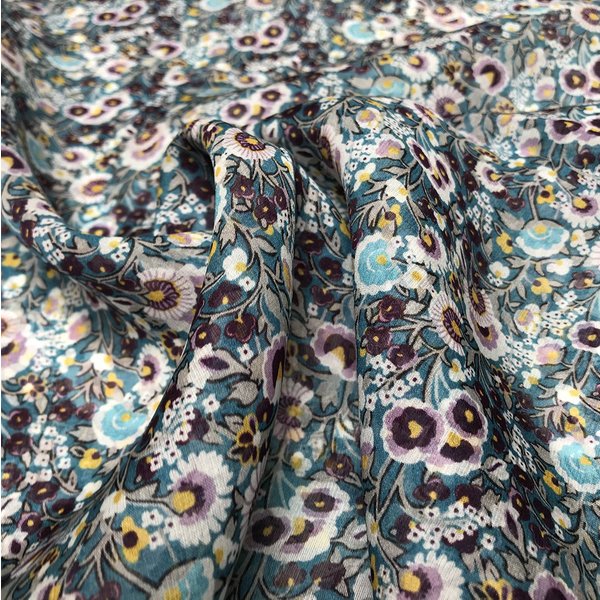 Tissu Liberty Soie Fleurs Bleues - Liberty - Mondial Tissus-image
