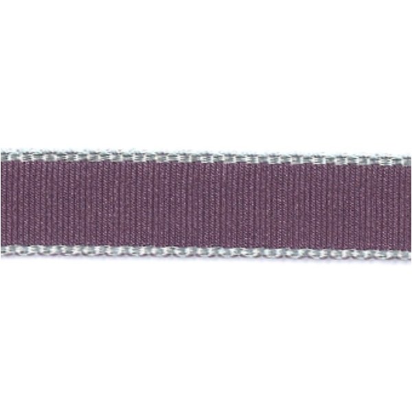 Ruban Gros Grain Bordure GéOméTriques Prune 10 Mm - Frou Frou - Mondial Tissus-image