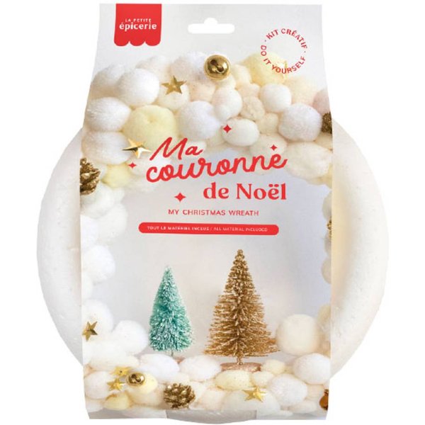 Kit Diy Couronne NoëL Pompons Blanc - La Petite ÉPicerie - La Petite Epicerie - Mondial Tissus-image
