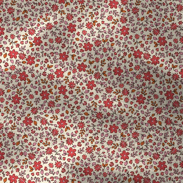 Tissu Double Gaze Multi Fleurs Rouge - Mondial Tissus-image