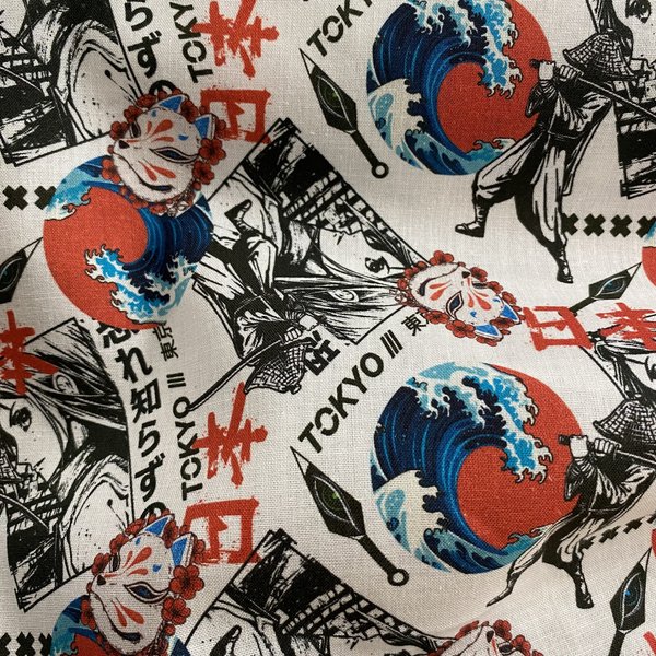 Tissu Coton Imprimé Animé Tokyo Multico - Mondial Tissus-image