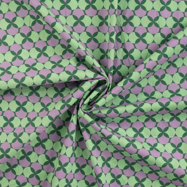 Tissu Popeline De Coton Imprimé RéTro GéO Violet - Mondial Tissus-image