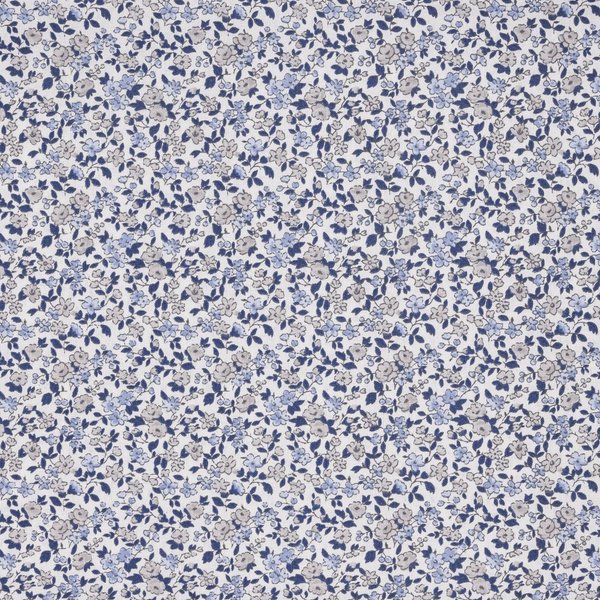 Cretonne Fleurs Leonie Bleu Gris - Mondial Tissus-image
