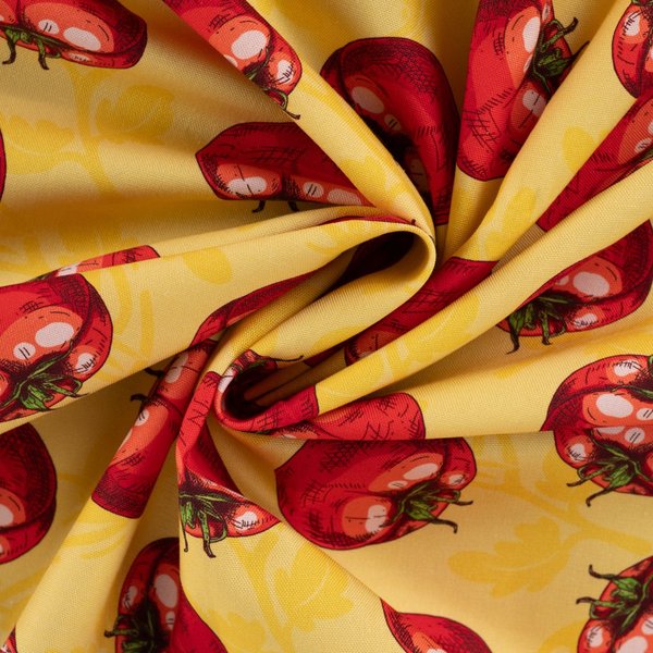Toile Semi Panama Tomates RéTro Jaune - Mondial Tissus-image