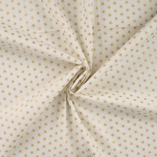Tissu Popeline Coton Foil Imprimé éToile Doré éCru - Mondial Tissus-image