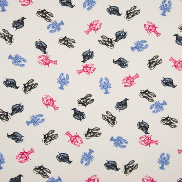 Tissu CrêPe Polyester éCru Motifs Langoustes - Mondial Tissus-image