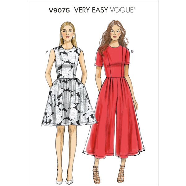 Patron Vogue 9075A5 Robe Et Combinaison Pantacourt Femme - Du 34 Au 42 - Vogue - Mondial Tissus-image