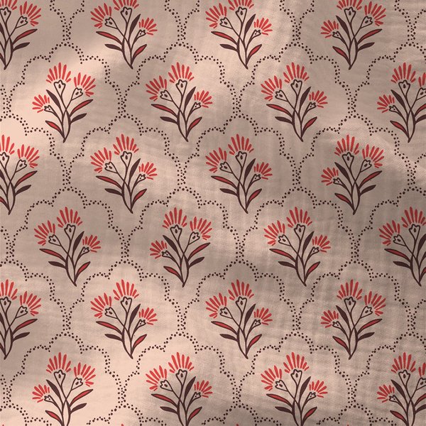 Tissu Double Gaze Fleur Nuage Nude - Domotex - Mondial Tissus-image