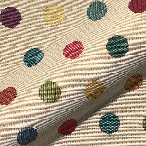 Tissu Jacquard Gobelin Premium Beige Pois Confetti Multico - Mondial Tissus-image