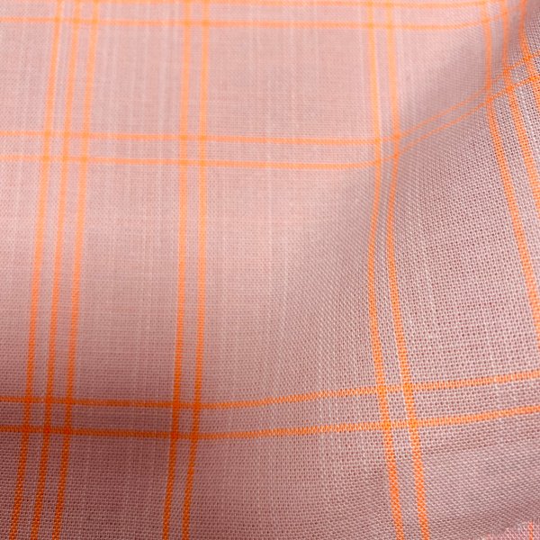 Tissu Coton Carreaux Tartan Rose Et Orange Fluo - Mondial Tissus-image