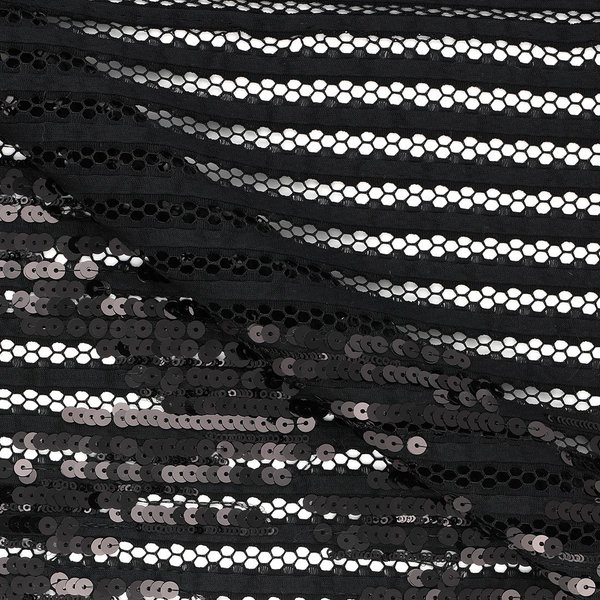 Tissu RéSille Ajouré à Sequins Noir - Mondial Tissus-image