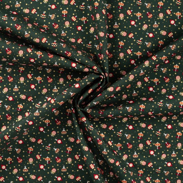Tissu Popeline Coton Foil Imprimé DéCoration Pois Doré Vert - Mondial Tissus-image