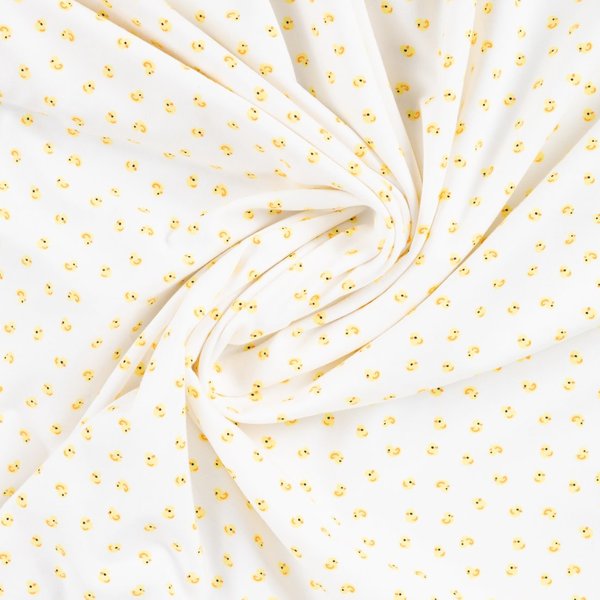 Maille Jersey Coton ImpriméE Petit Canard Jaune éCrue - Mondial Tissus-image