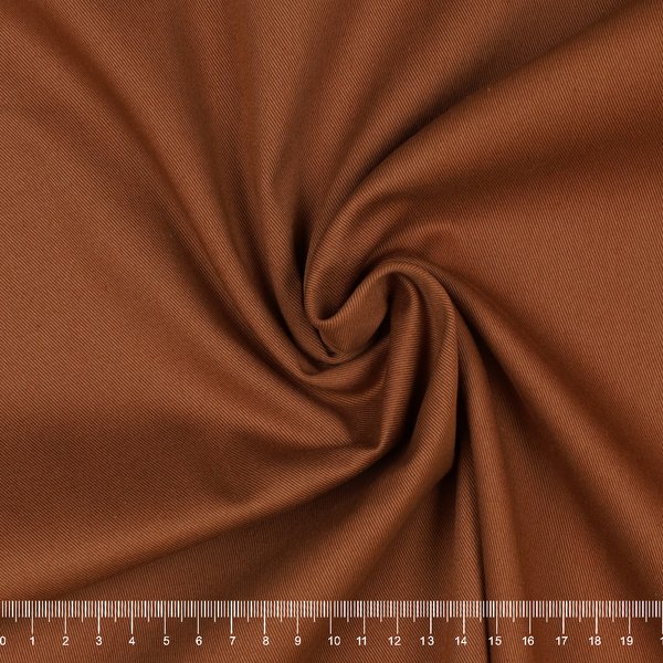 Tissu Sergé Coton Bio Marron - Mondial Tissus-image