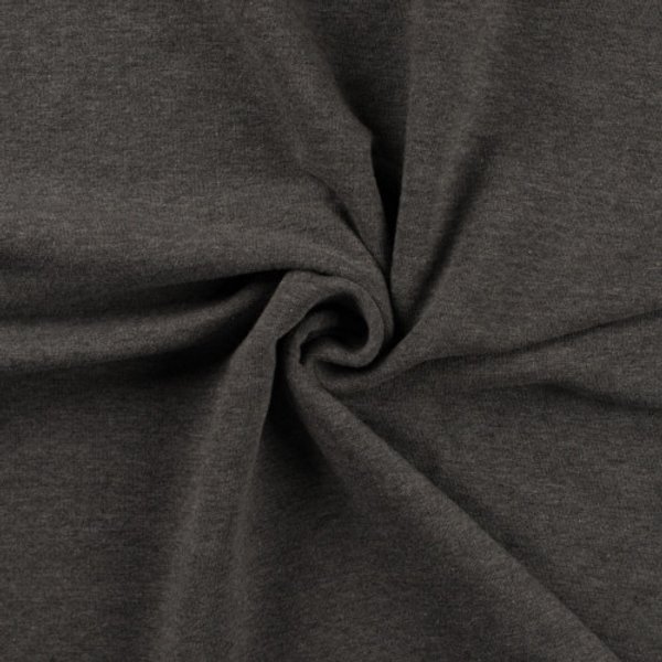 Tissu French Terry Uni Gris Anthracite Chiné - Mondial Tissus-image