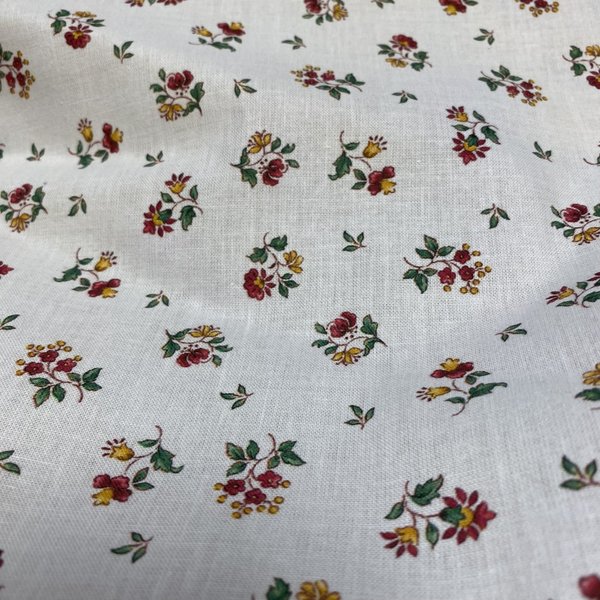 Tissu Cretonne Imprimé Petit Floral éCru - Mondial Tissus-image