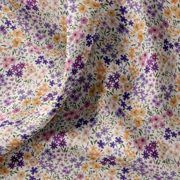 Tissu Cretonne Imprimé Digital Fleurs DéLicates Aquarellees Multico - Domotex - Mondial Tissus-image
