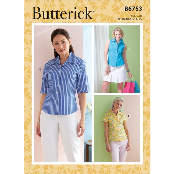 Patron Butterick B6753F5 Top,Chemise Femme 44-52 - Butterick - Mondial Tissus-image