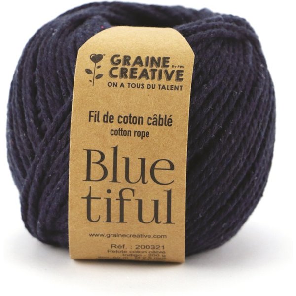 Coton Cablé Macramé 2,5Mm Indigo 80 M - Graine Créative - Mondial Tissus-image