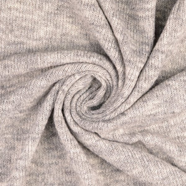 Tissu Jersey Pull Polyester Laine Gris Chiné - Mondial Tissus-image