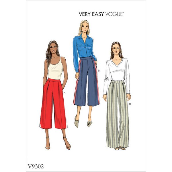 Patron Vogue 9302OSZ Pantalons Femme éVaséS 2 Longueurs - Du Du Xs Au Xl - Vogue - Mondial Tissus-image