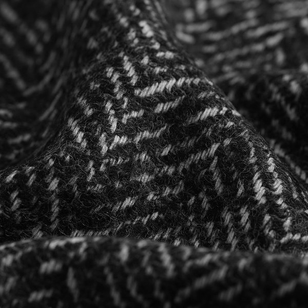 Tissu Lainage Manteau Chevrons Gris Sombre - Mondial Tissus-image