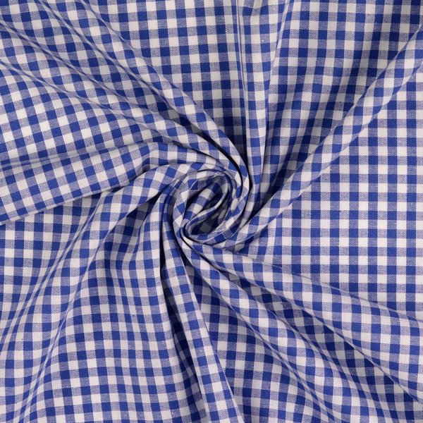 Tissu Coton Vichy Carreaux Bleu - Mondial Tissus-image