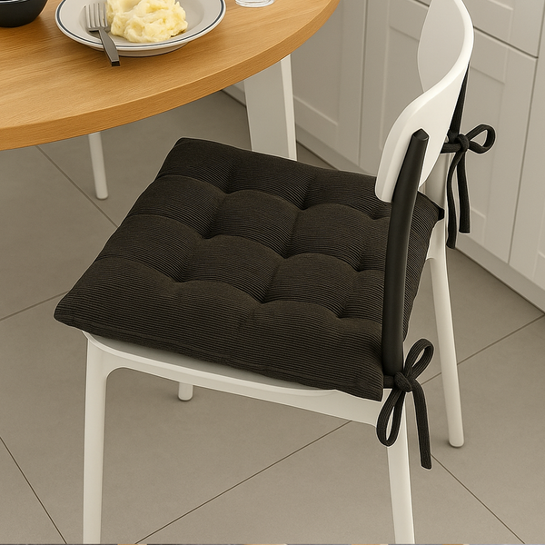 Galette De Chaise CôTeléE Anthracite 40X40Cm - Mondial Tissus-image