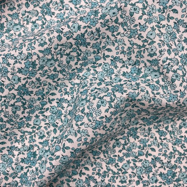 Tissu Cretonne Enduit Imprimé LéOnie Bleu Pastel - Mondial Tissus-image