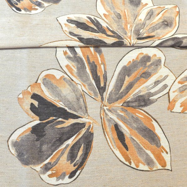 Toile Polylin ImpriméE Grande Fleur Ocre - Mondial Tissus-image
